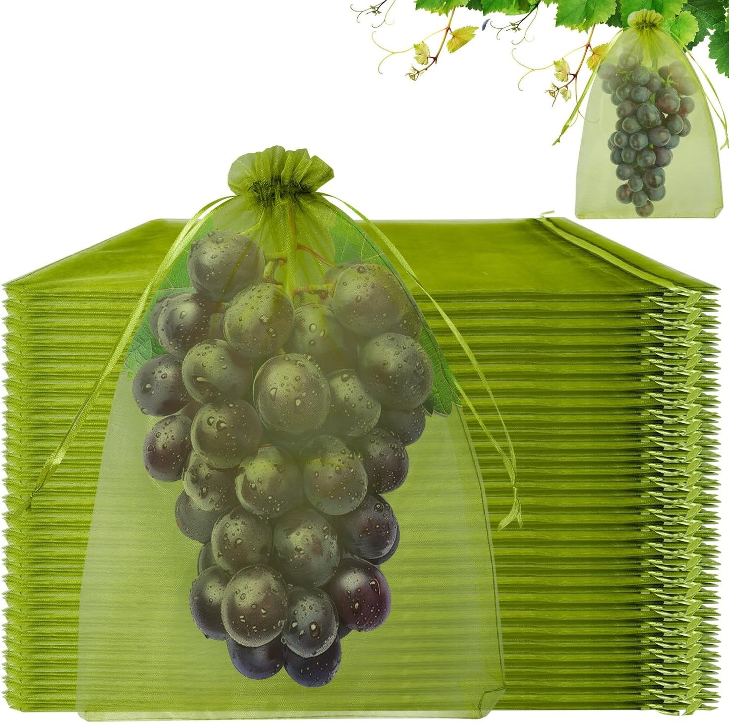 100 Bolsas Red Plagas Frutas 8x12pulg Con Cordón