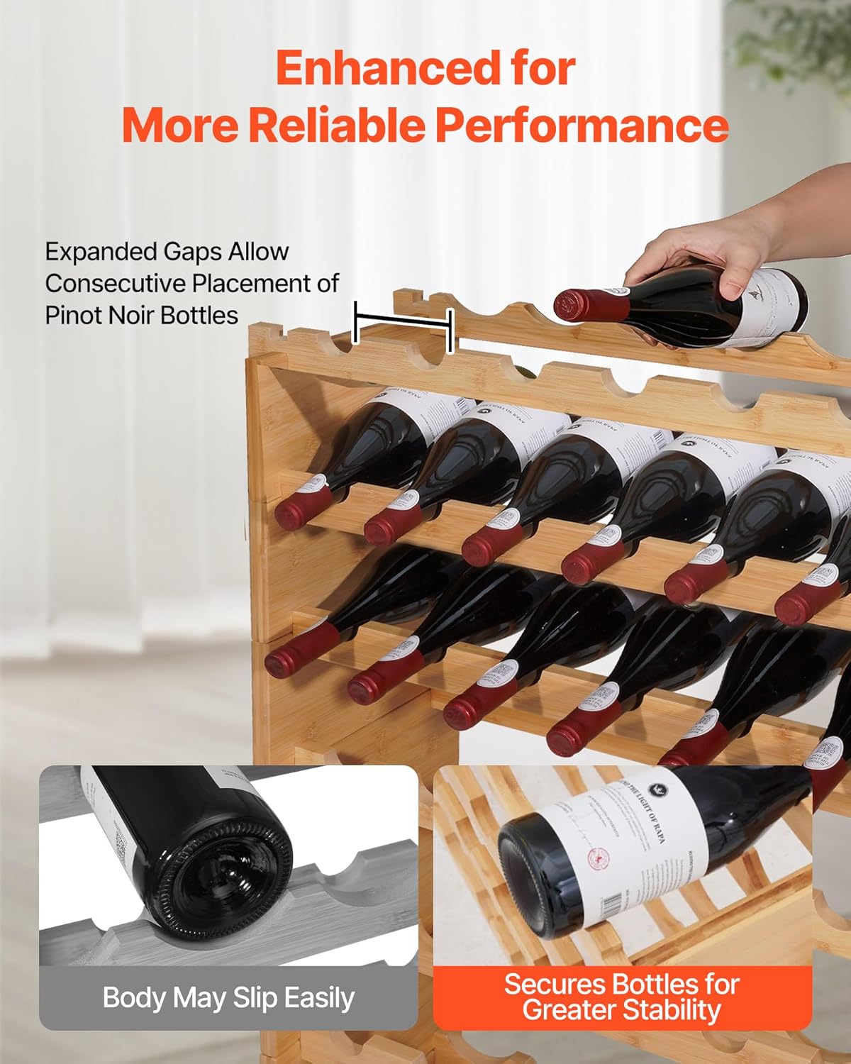 Estante modular apilable para 72 botellas de vino