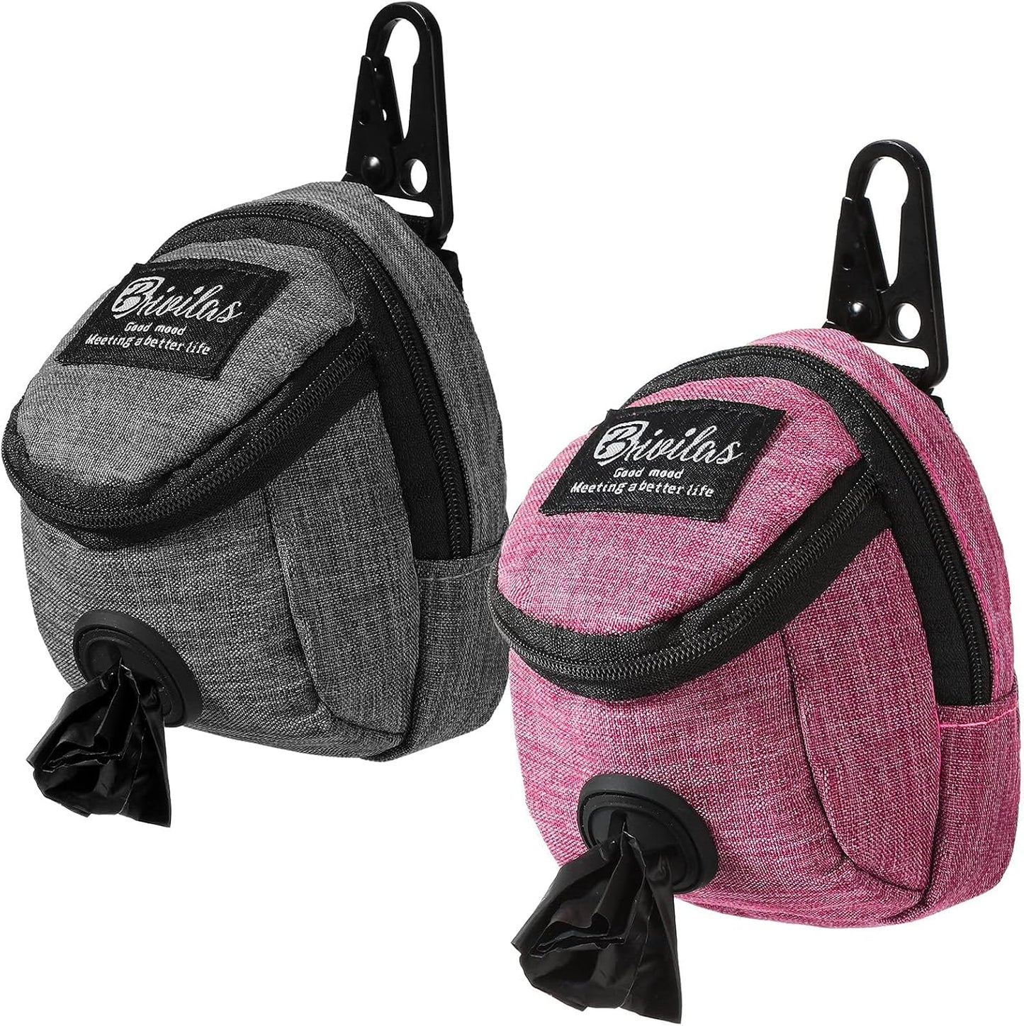 2 Bolsas para Perros con Cremallera Botón Dispensador