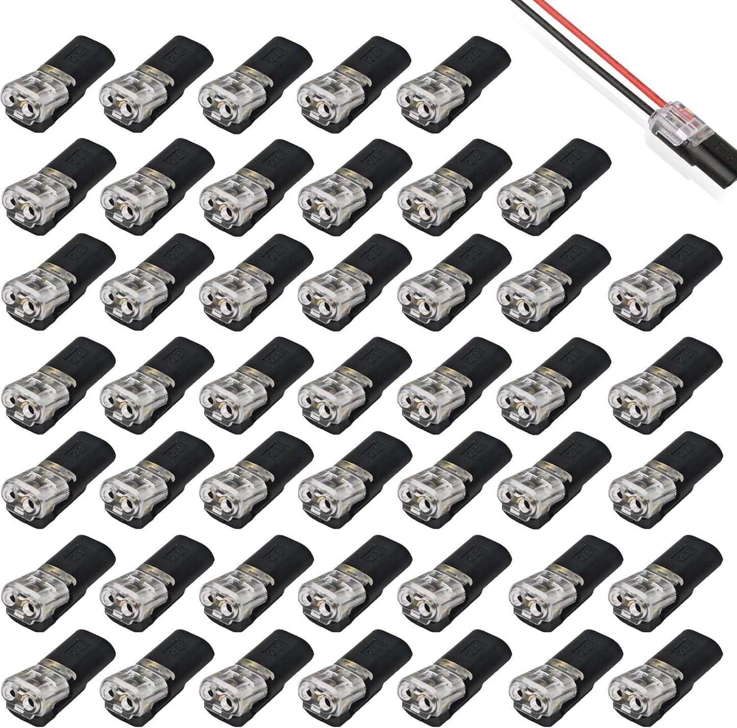 Conector doble cable LED 2 pines con hebilla 40 uds