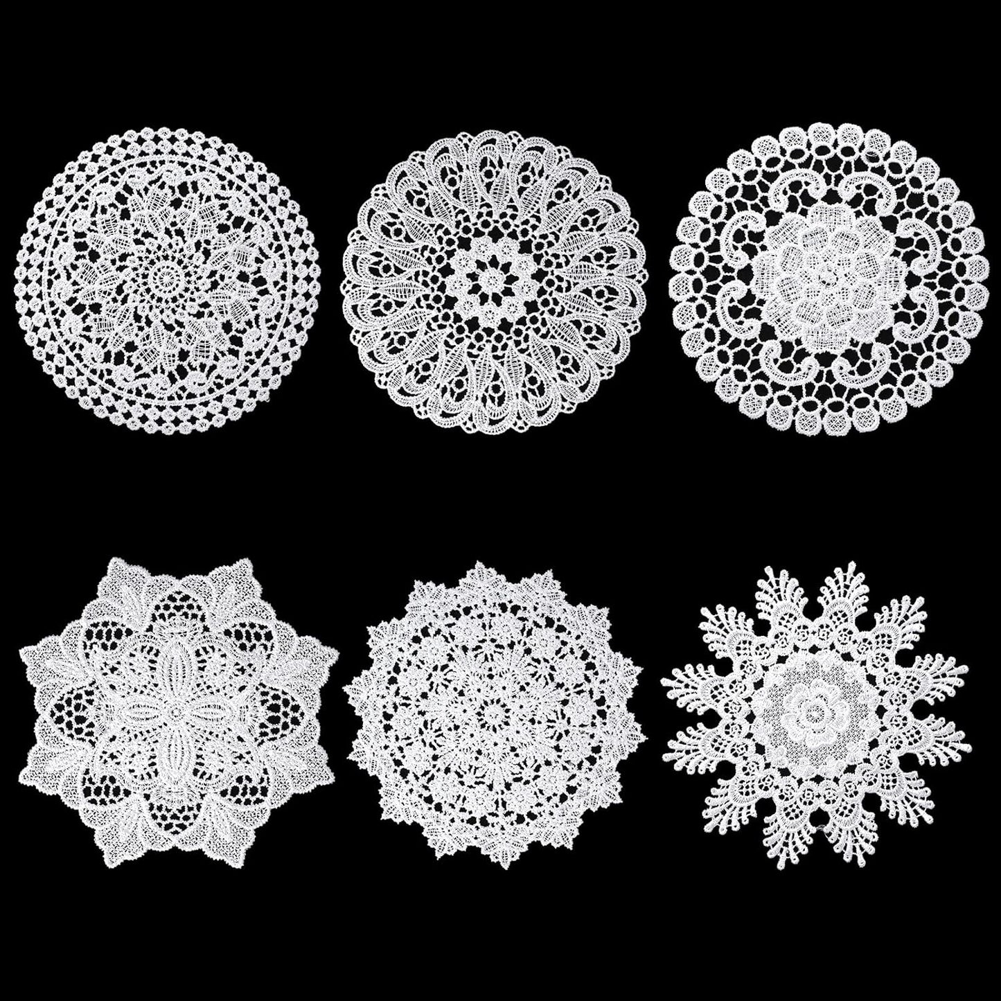 Mantel individual de ganchillo vintage blanco de 6 pulgadas