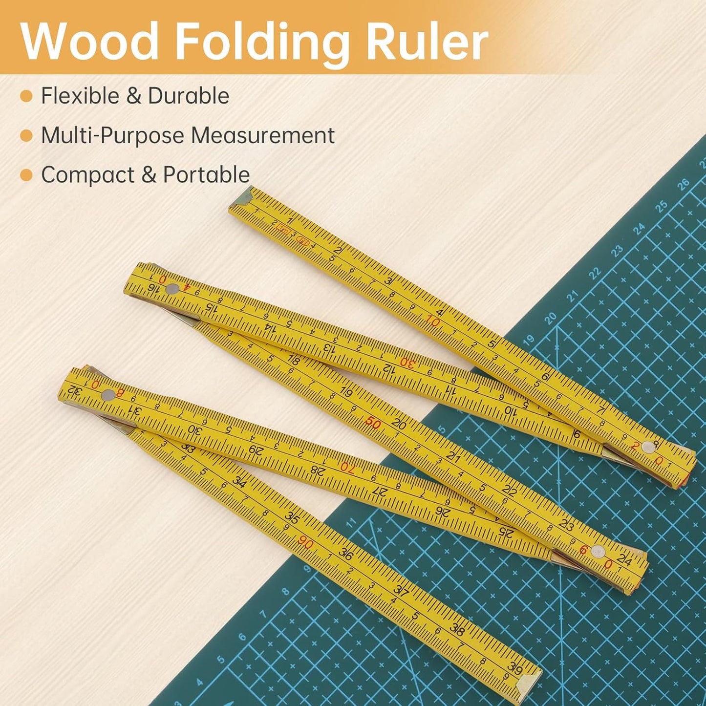 Regla plegable de madera 1m/39pulg para carpinteros