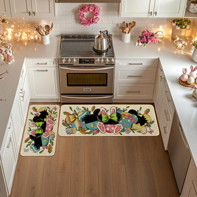 Alfombras de cocina para Pascua con ratón cartoon set de 2