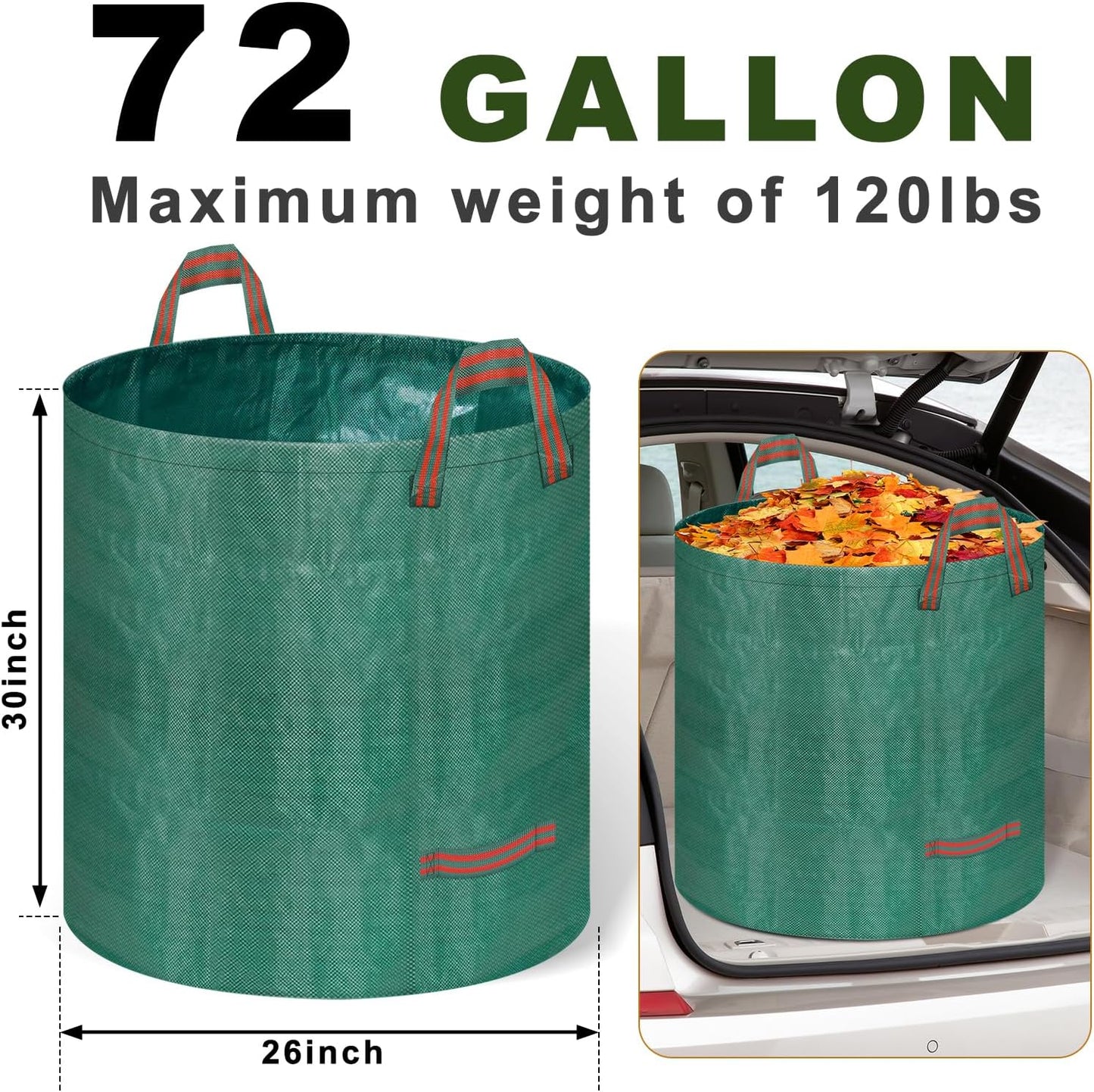 Bolsas basura reutilizables 72gal con asas para jardín y campamento