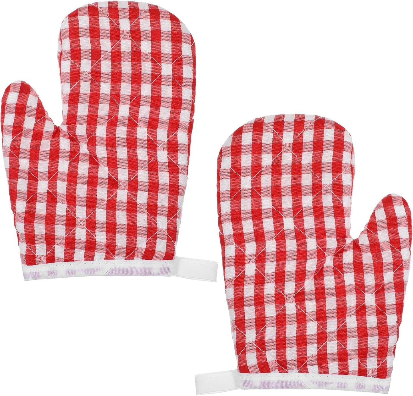 2 Guantes Horno Rojos Cuadros para Cocina Resistente Calor