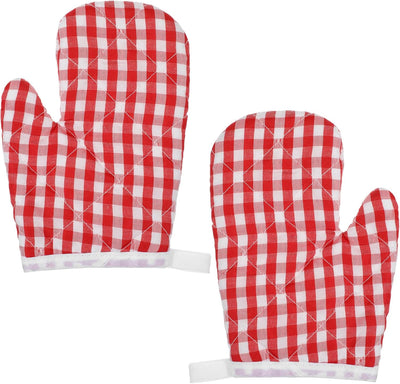 2 Guantes Horno Rojos Cuadros para Cocina Resistente Calor