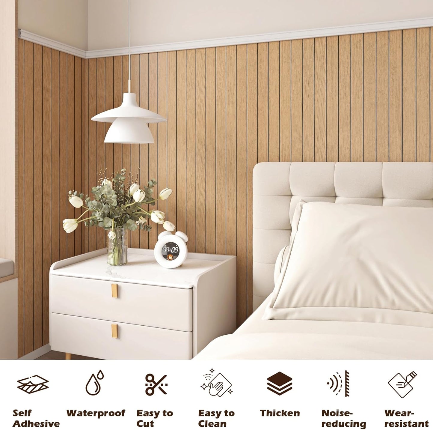 Paneles 3D madera miel autoadhesivo 11.8x78.7pulg