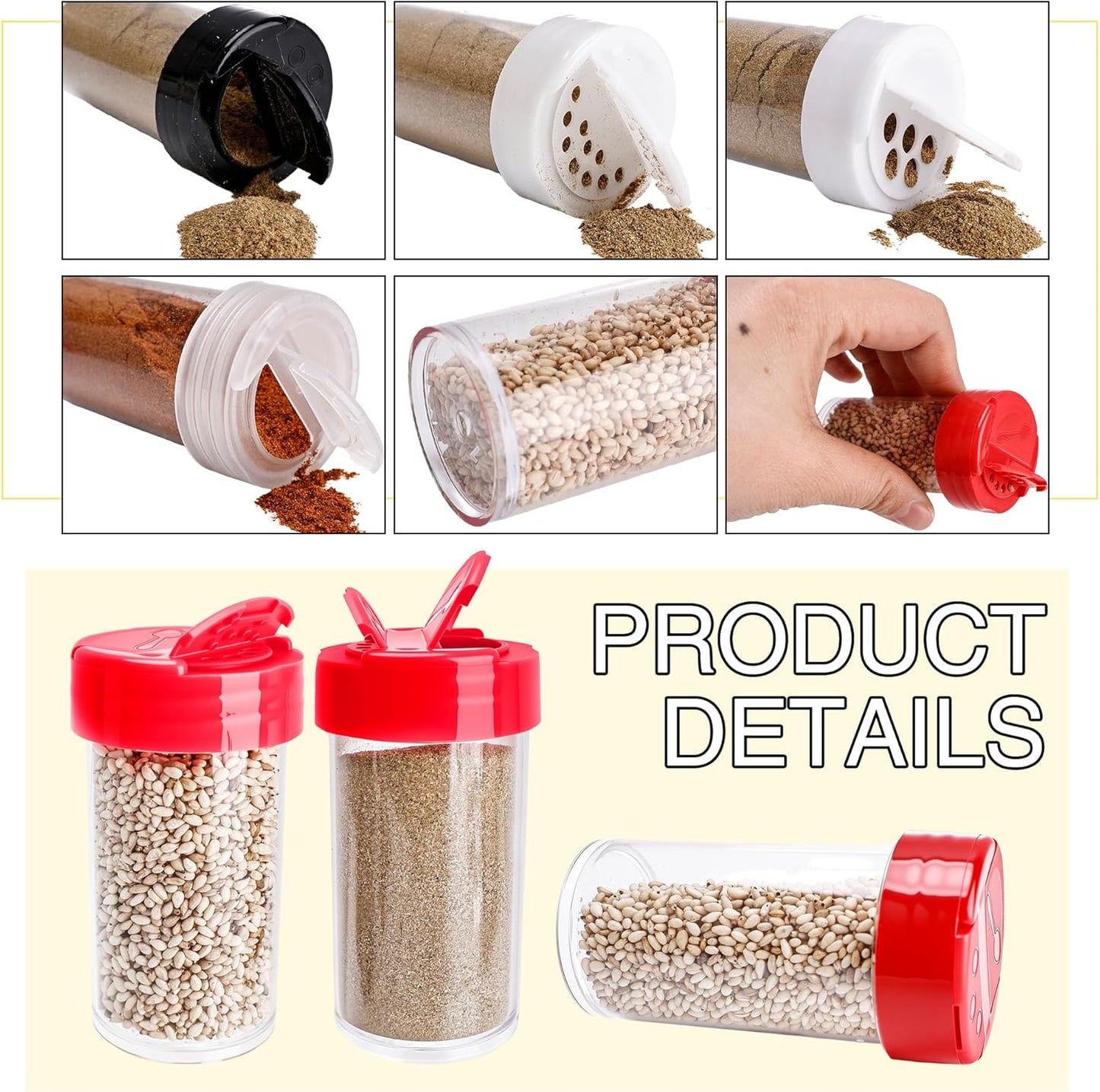Pack 30 Tarros Plástico 2oz Con Tapas Transparentes Para Especias