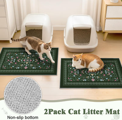 Tapete arena gato 2pzas 33x22pulg lavable antideslizante