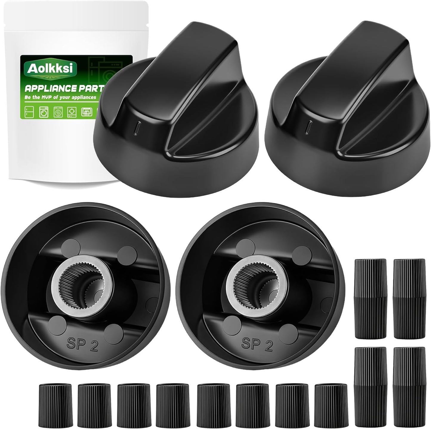 Set 4 Perillas Control Universal Negro 12 Adaptadores