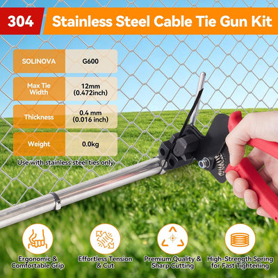 Juego herramientas acero inox amarre cables 200 bridas metal negro