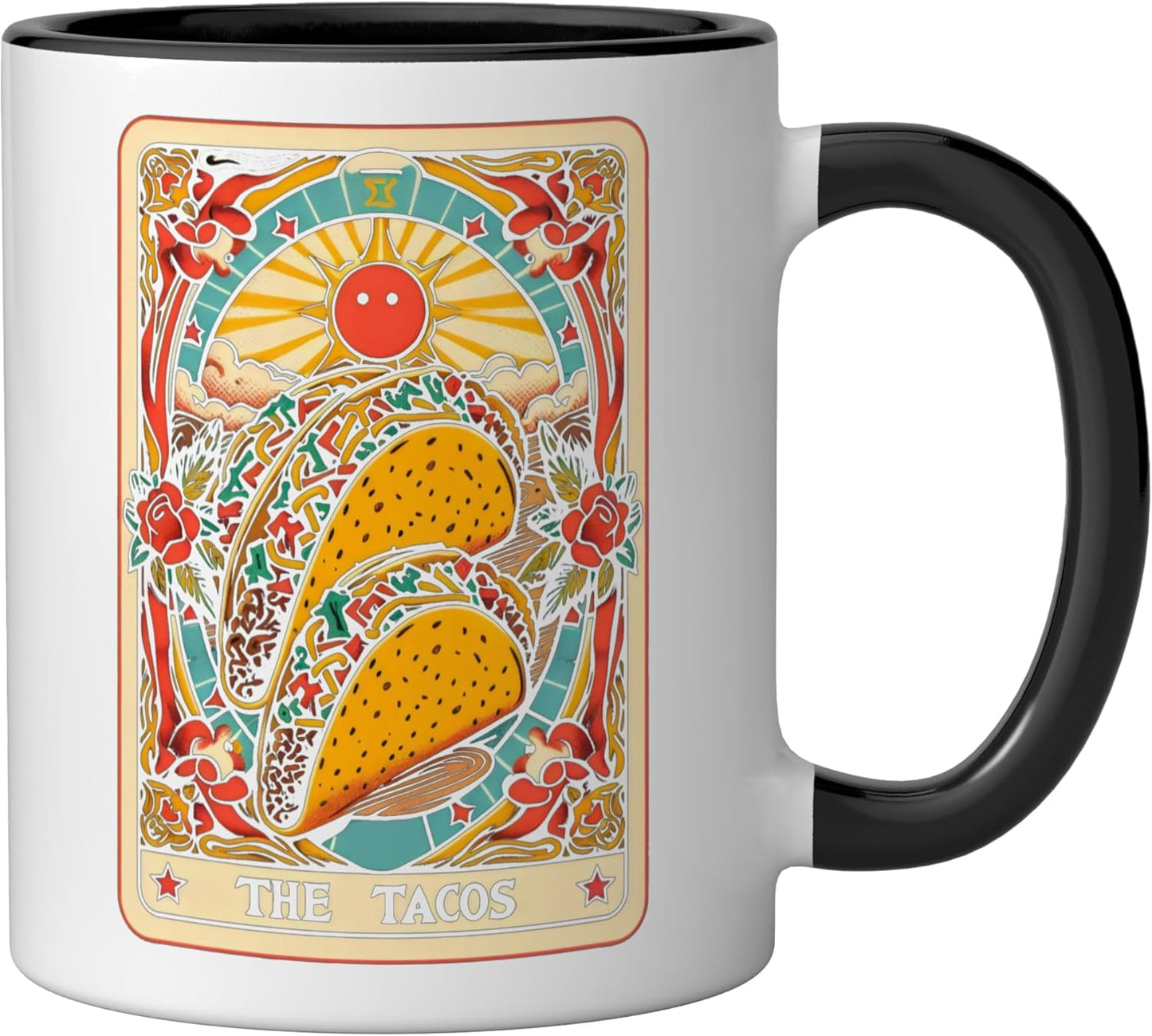 Taza Cerámica Tarot Tacos Negra/Blanca
