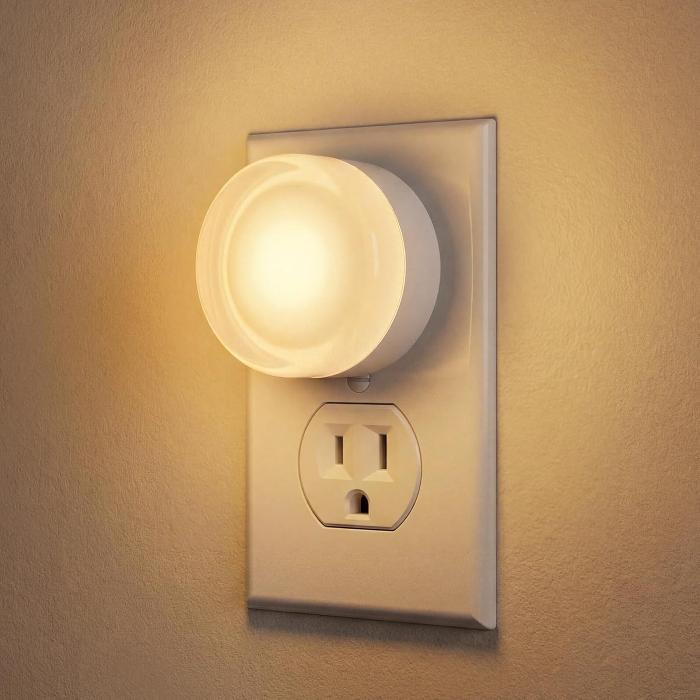 2 Luces Nocturnas Enchufables LED Sensor Luz Acrílica Blanca 3000K