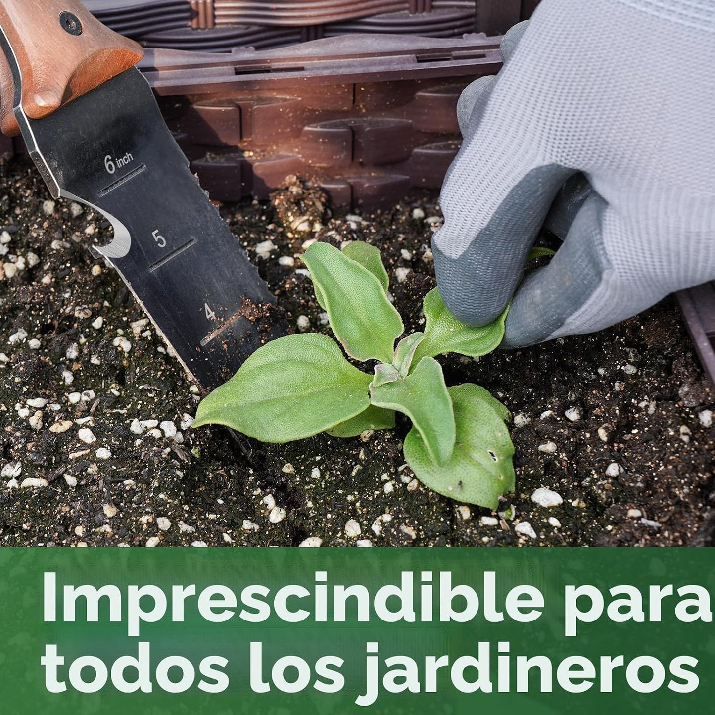 Cuchillo jardín acero inox 7pulg mango madera