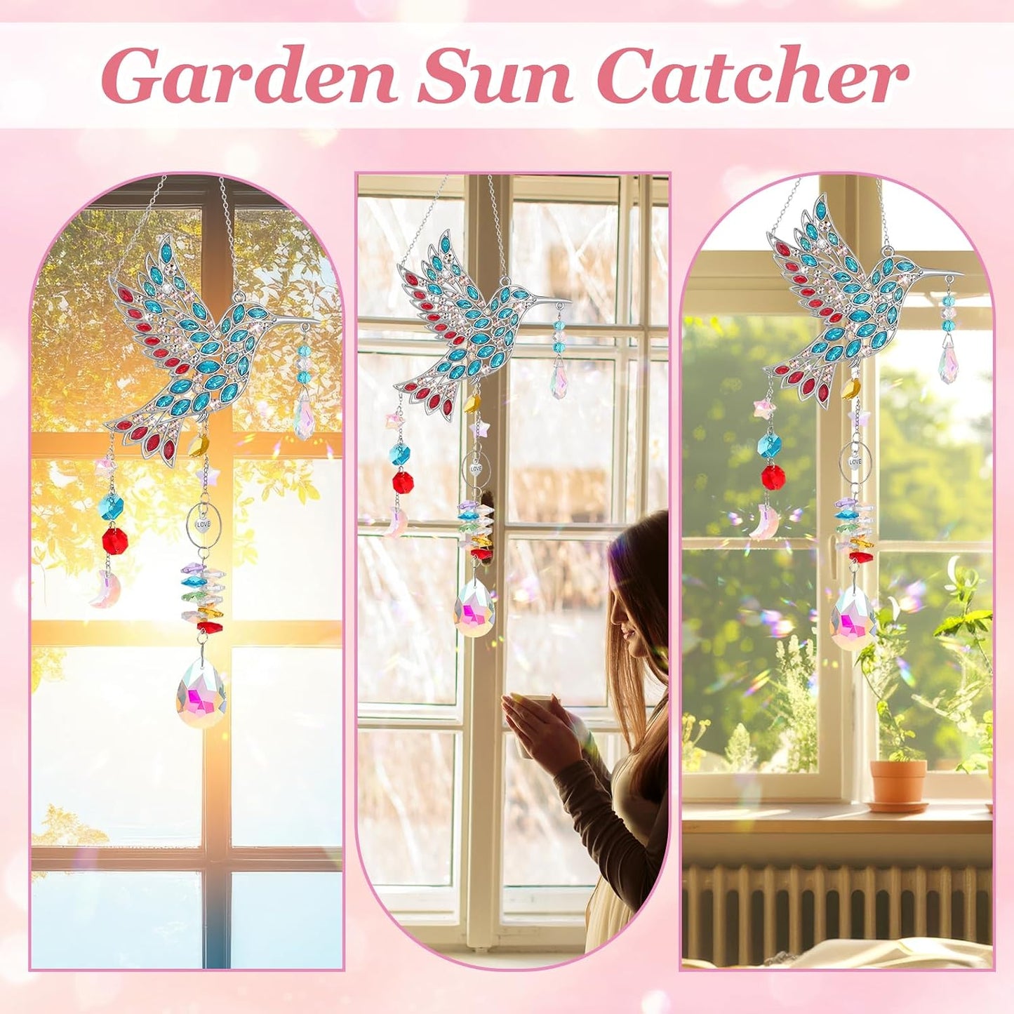 Atrapasoles de cristal colibrí para ventana decoración hogar