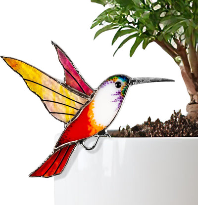 Suncatcher estaca jardín vitrales decoración colibrí
