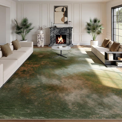 Alfombra lavable 6x9ft color verde y marrón antideslizante