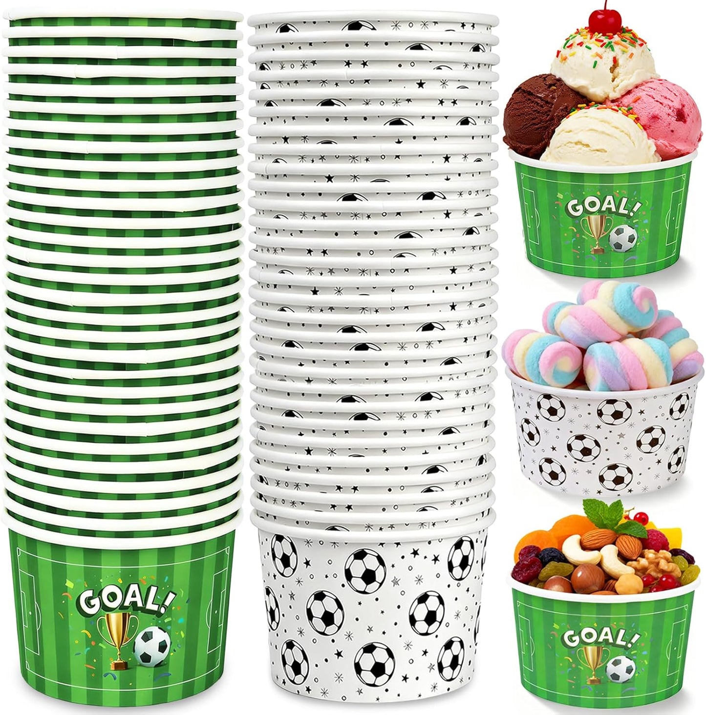 Bowls para snacks tema Mundial de Fútbol, 50 piezas, 9 oz, decoración para fiestas de fútbol