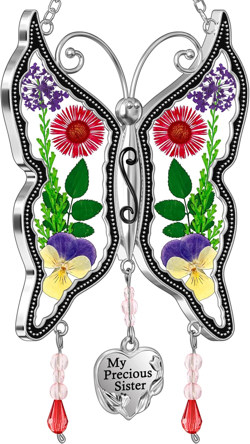 Adorno mariposa con cristales y texto «Precious mom»