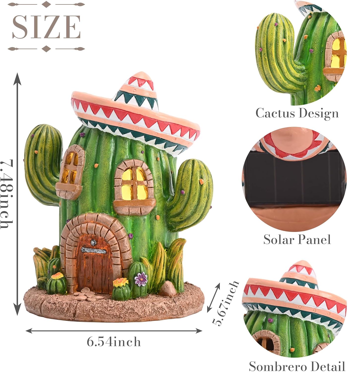 Estatua jardín cactus resina impermeable para fiesta y decoración