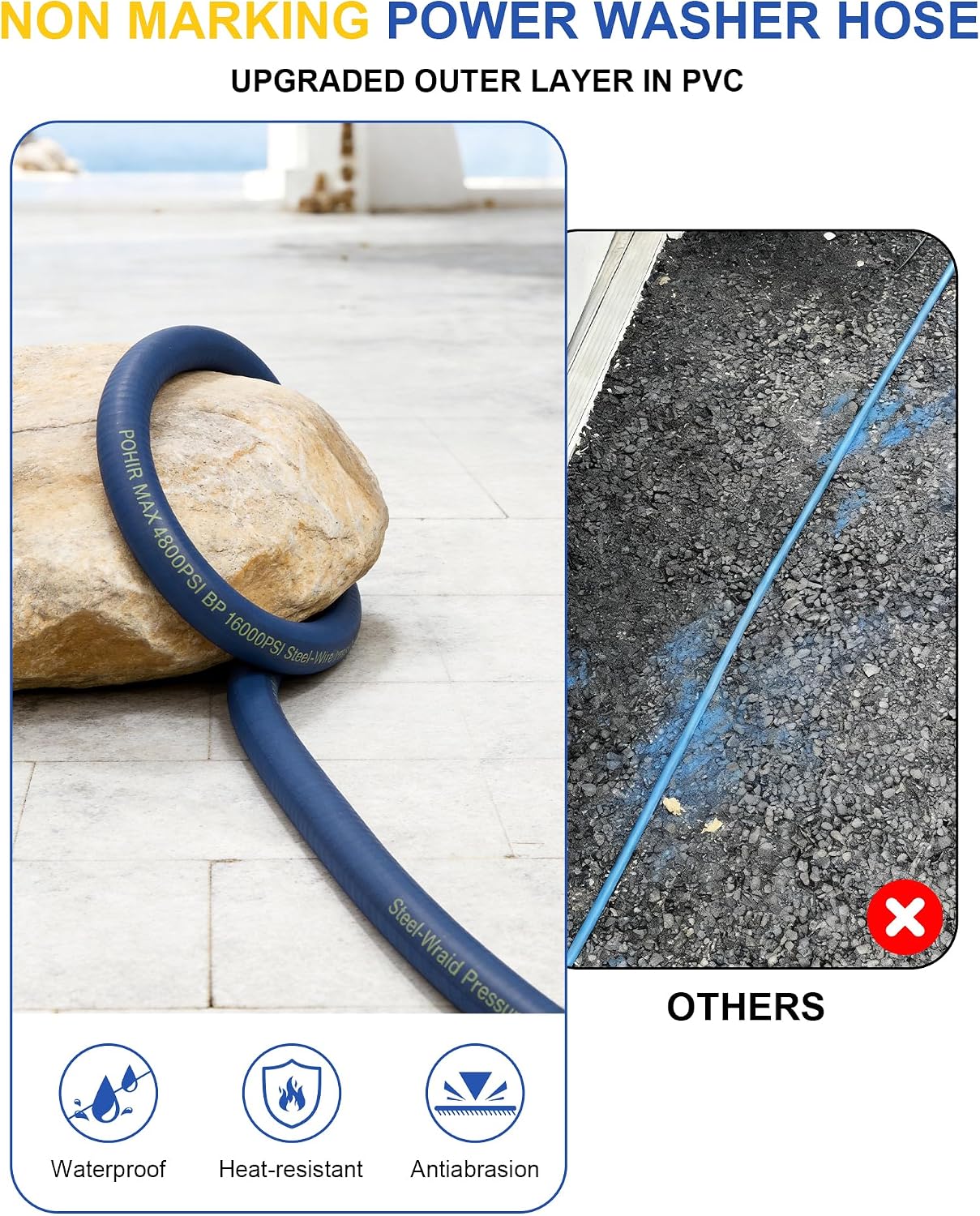 Manguera 3/8pulg 50ft 4800psi acero trenzado 4 capas
