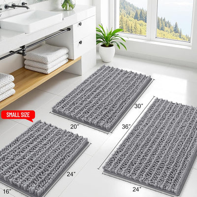 Set 3 Alfombras Baño Antiderrap Goma Gris