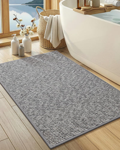 Tapete baño antideslizante rápido secado 16x24pulg gris