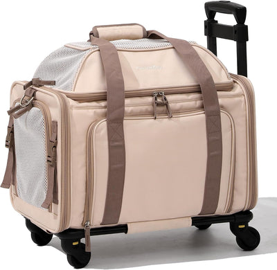 Transportador gatos y perros con ruedas 18x11pulg resistente malla