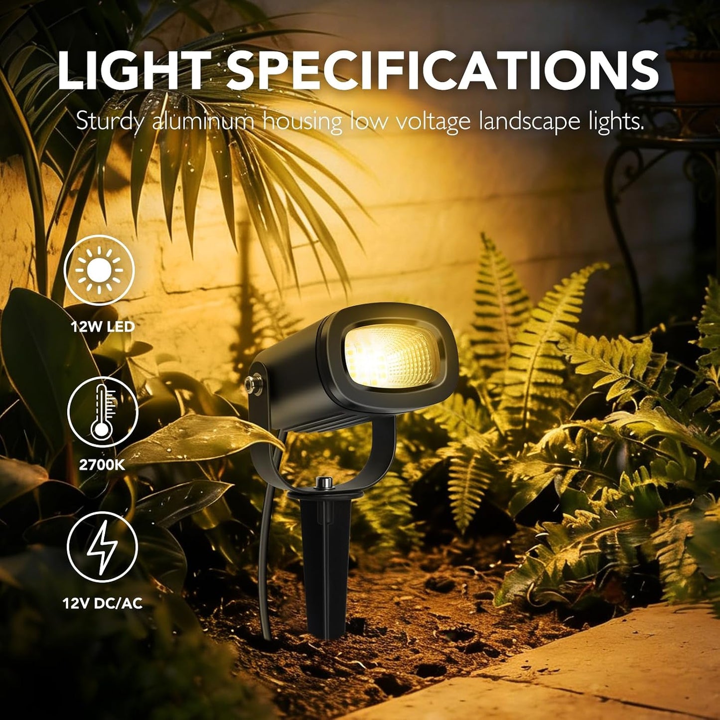 Luces LED paisaje 12W 2700K IP65 pack 8 focos exteriores