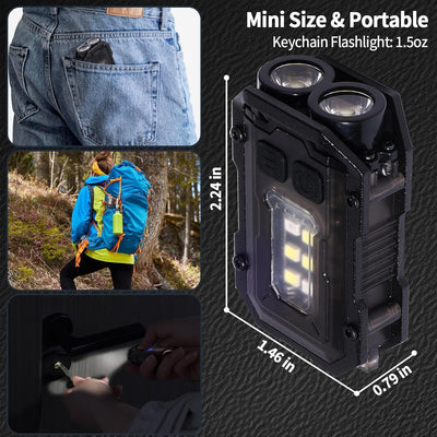 Pack 20 llaveros EDC con linterna USB-C 8 modos luz lateral