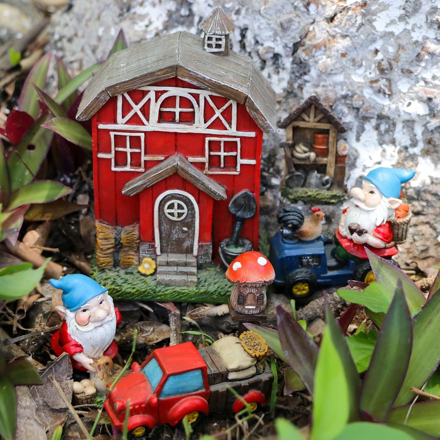 Juego 22 figuras gnomos resina decoración jardín