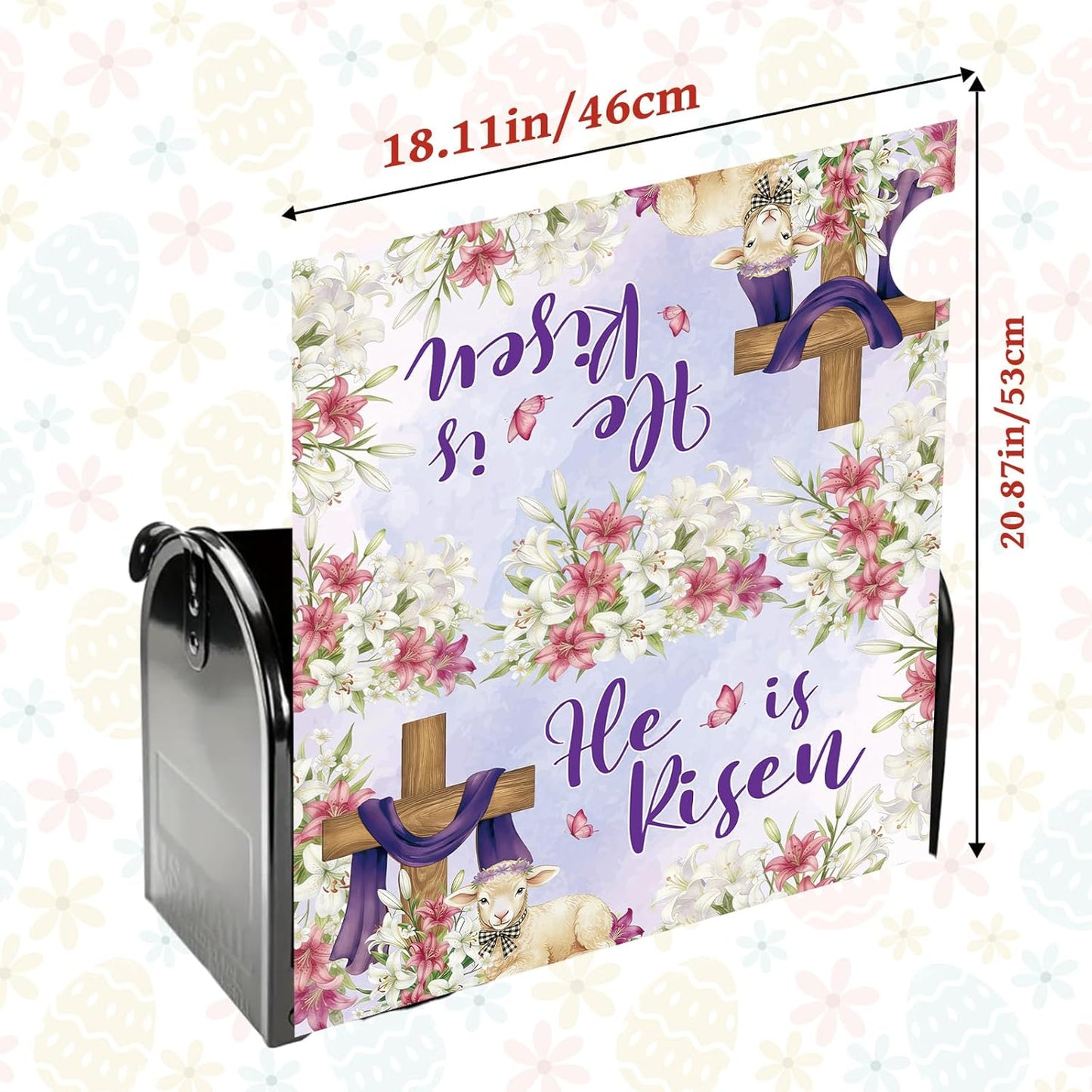 Fundas magnéticas buzón Pascua texto inglés He is Risen 18x21pulg