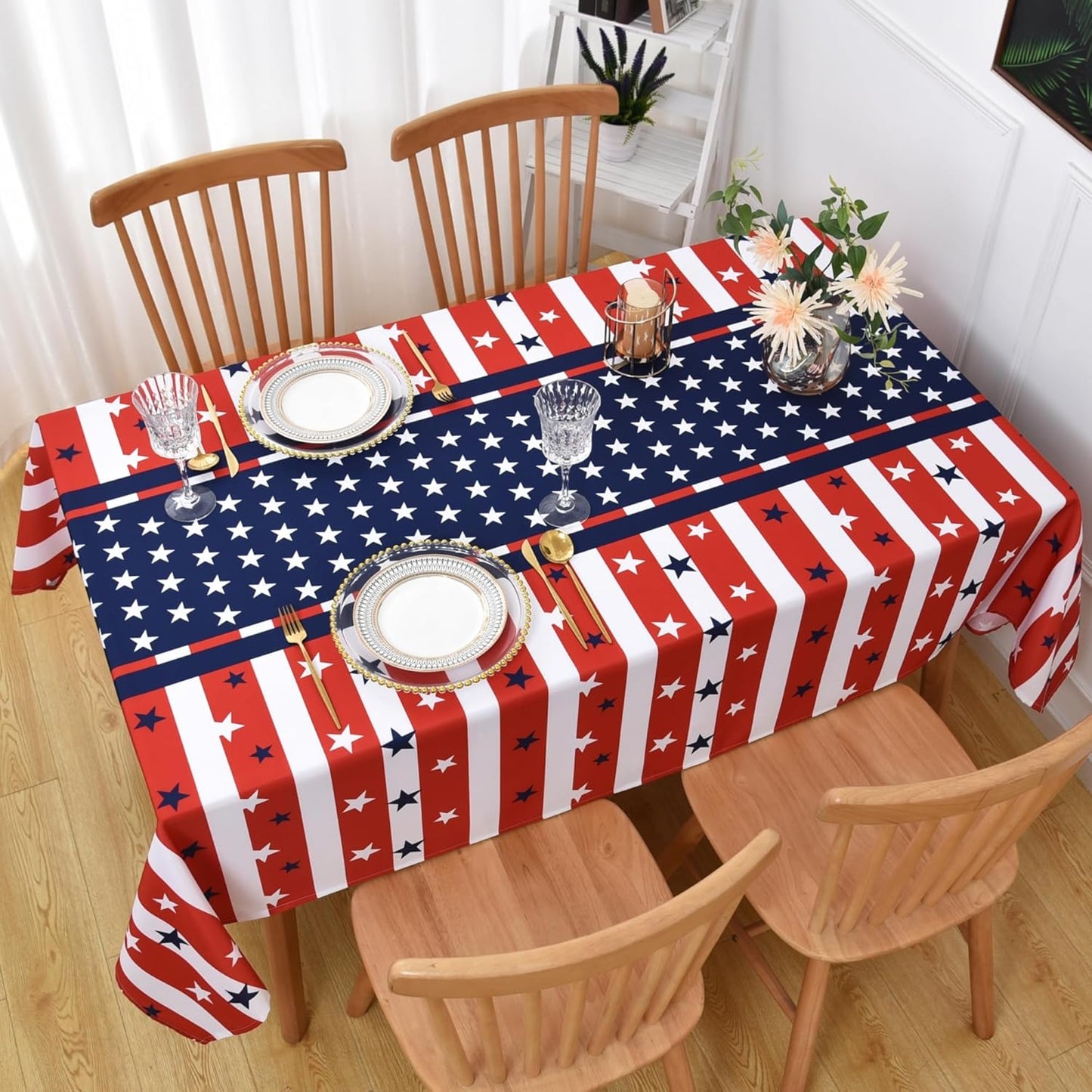 Mantel de mesa impermeable patriótico oblongo 52x70 pulgadas tartán Buffalo