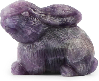 Escultura conejo con amatista tallada a mano decoración hogar 2pulg