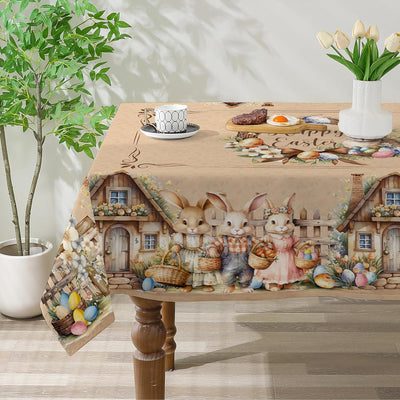 Mantel rectangular de Pascua 60 x 84 pulgadas decoración rústica para hogar