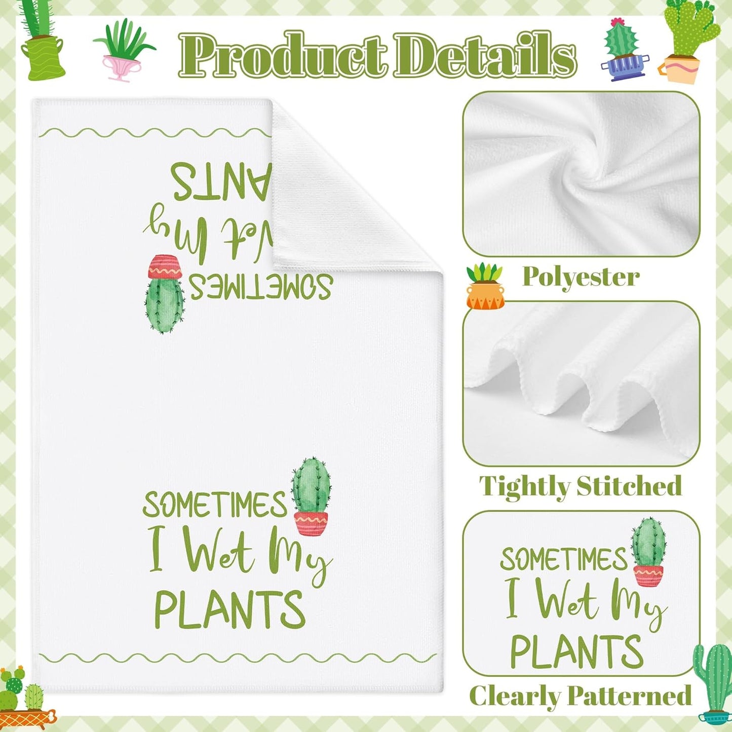 Toalla de mano cactus 6 pzas poliéster decorativa para hogar