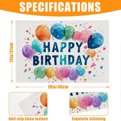 Juego manteles individuales feliz cumpleaños 12x18 pulgadas lavables resistente al calor de lino