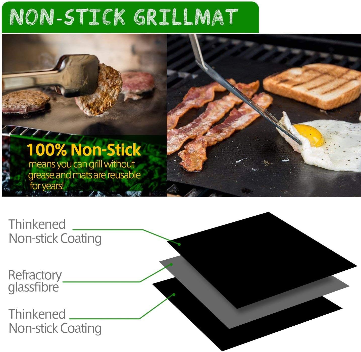 Set 3 Alfombrillas Parrilla 15.75x13pulg Antiadherentes