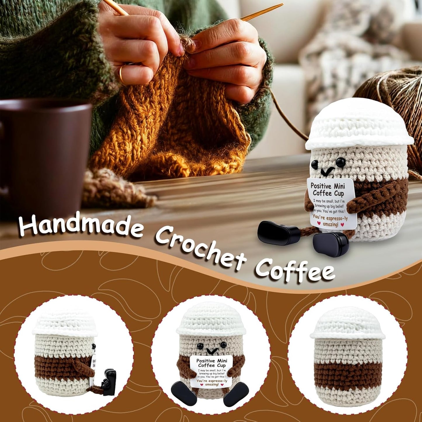 Taza café ganchillo hecha mano regalo cumpleaños mujer