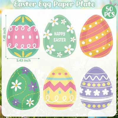 Platos papel huevo Pascua 5.43x7.48pulg 6 diseños