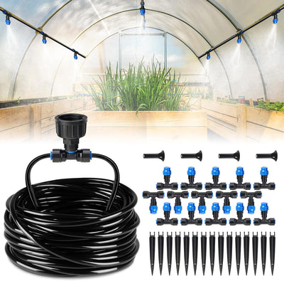 Kit riego nebulización invernadero 59ft tubo 1/4pulg boquillas ajustables