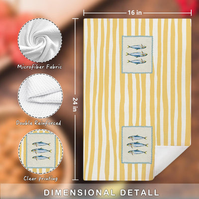 Toallas de cocina con diseño de peces náuticos, 16 x 24 pulgadas
