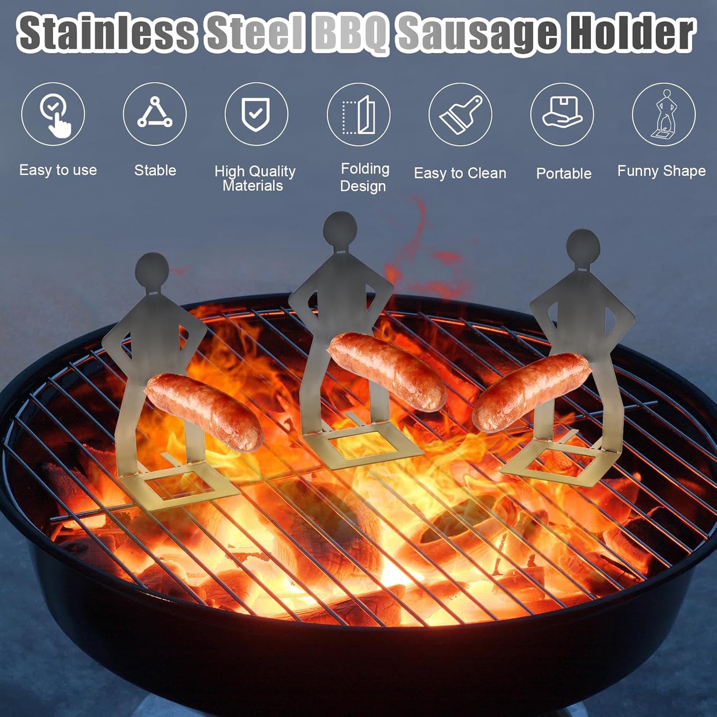 4 Soportes Acero Inox para Perros Calientes y Salchichas