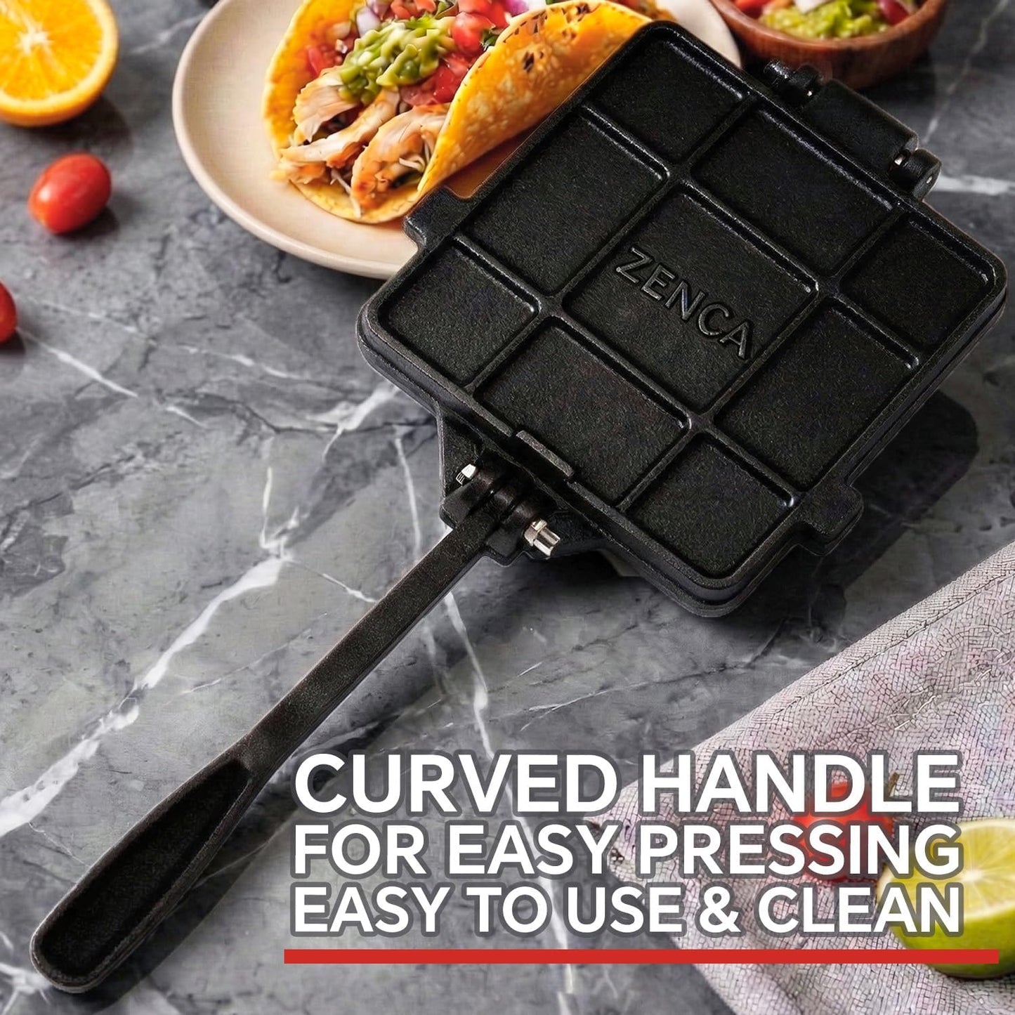 Prensa tortilla hierro fundido 8pulg pre-sazonada