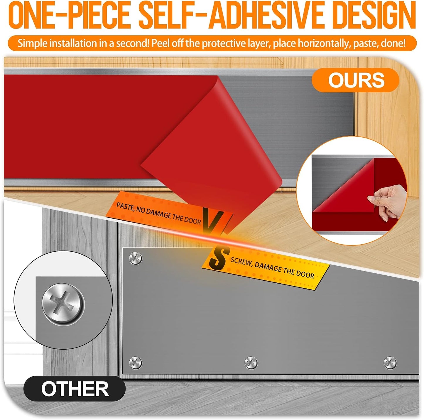 2 Placas Puerta 8x36pulg Autoadhesivas Acero Inox