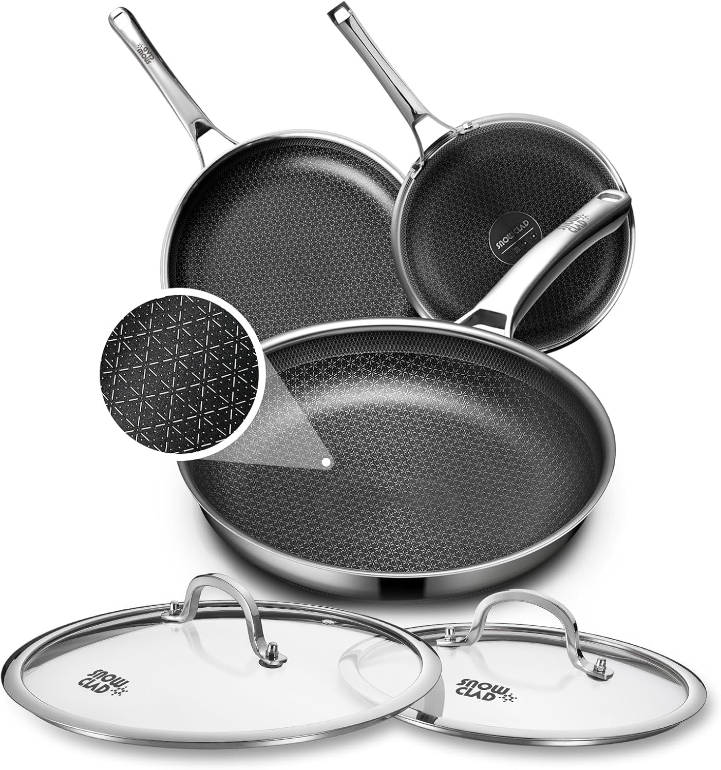 Set Sartenes Antiadherentes Acero Inox Sin PFOA 8-12pulg