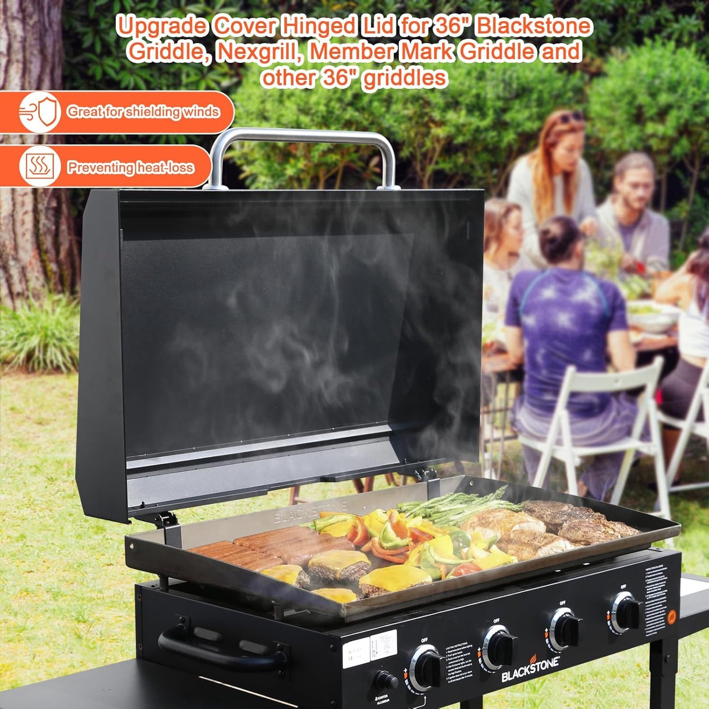 Cubierta parrilla Blackstone 36pulg capucha bisagra exterior 2026