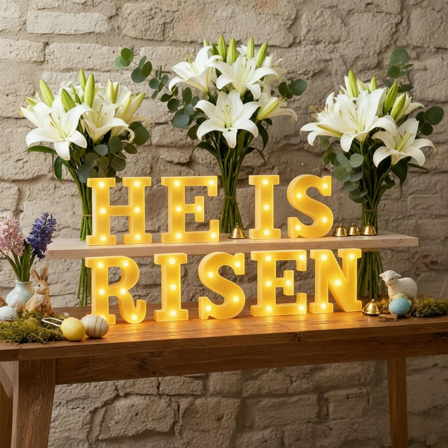 9 Pzas Decoración Pascua con Luz LED 6.42pulg Cristiana