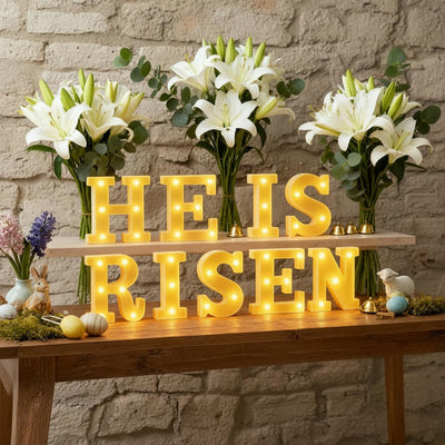 9 Pzas Decoración Pascua con Luz LED 6.42pulg Cristiana
