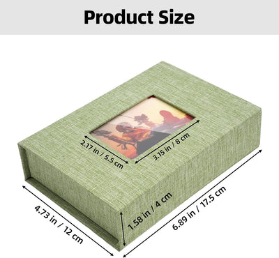 Caja fotos lino 5x7pulg con ventana elegante